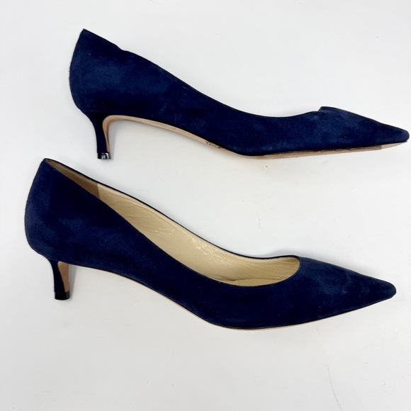 Jimmy Choo Romy 40mm Suede Pumps Navy Blue Heels Size 38.5 - Picture 3 of 12